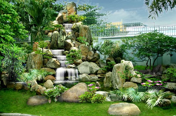 Thiết kế, thi c&ocirc;ng H&ograve;n Non Bộ s&acirc;n vườn tại TP Vinh Nghệ An