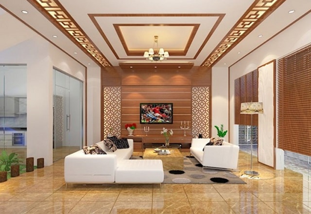 Trần thạch cao viền phào chỉ gỗ
