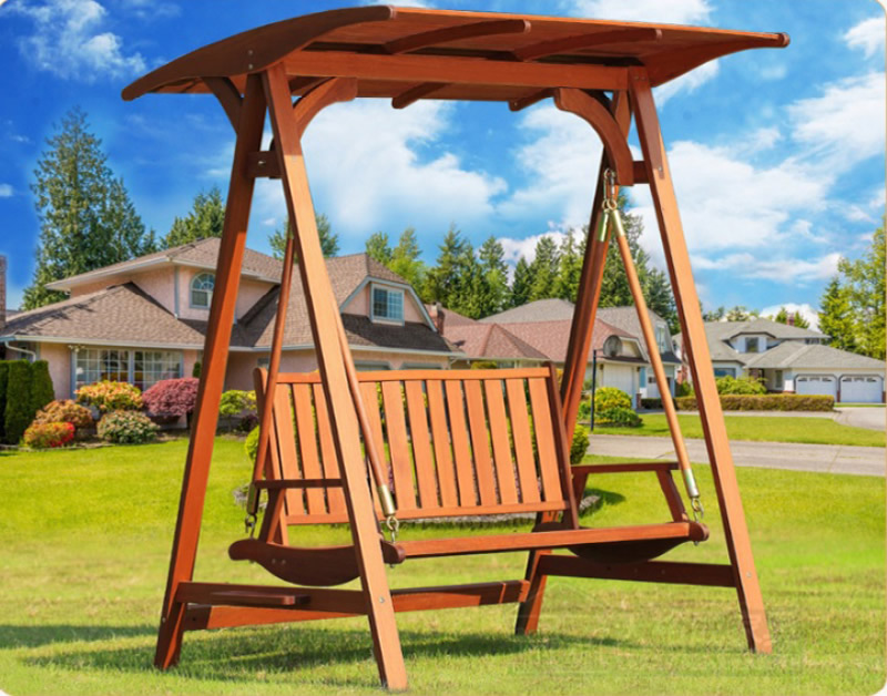 Ghế xích đu gỗ đẹp sân vườn ngoài trời